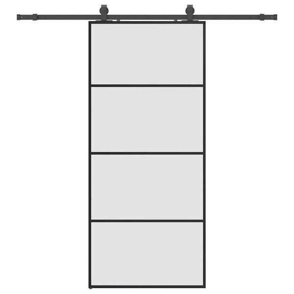 vidaXL bīdāmās durvis ar stiprinājumiem, melns, stikls, 90x205 cm