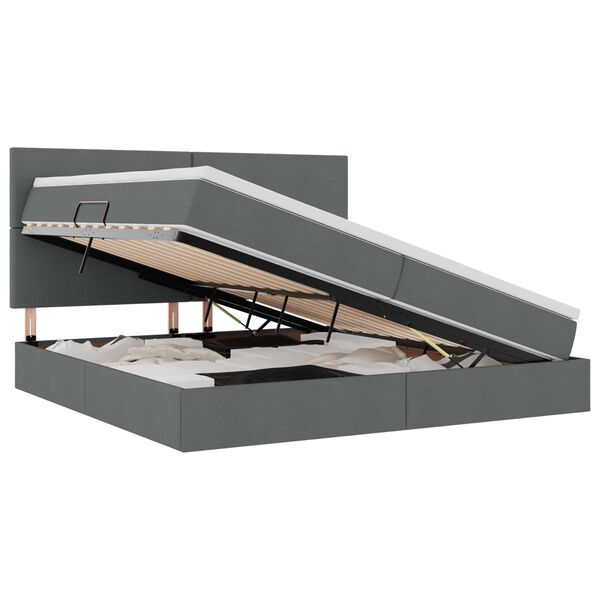 vidaXL Gulta ar uzglabā&scaron;anas vietu un matraci 200 x 200 cm Poliesters