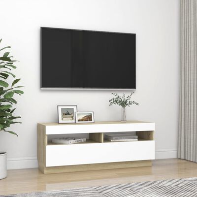 vidaXL TV galdiņš ar LED lampiņām, 100x35x40 cm, ozolkoka krāsā
