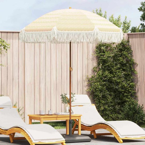 vidaXL Pludmales Saulesparasols Dzeltena un balta 160 x 160 x 196 cm