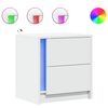 vidaXL naktsskapītis ar LED apgaismojumu, balts, inženierijas koks