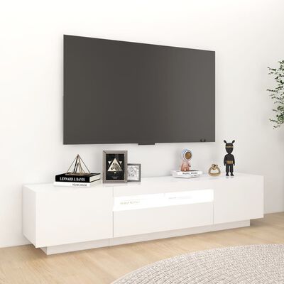 vidaXL TV skapītis ar LED lampiņām, 180x35x40 cm, balts