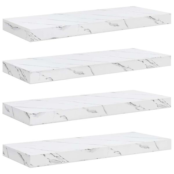 vidaXL Sienas plaukts 4 pcs Balts marmors 50 x 23 x 4 cm