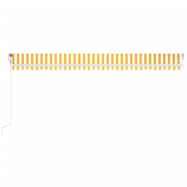 vidaXL izvelkama markīze, LED, vēja sensors, 600x300cm, dzeltena/balta