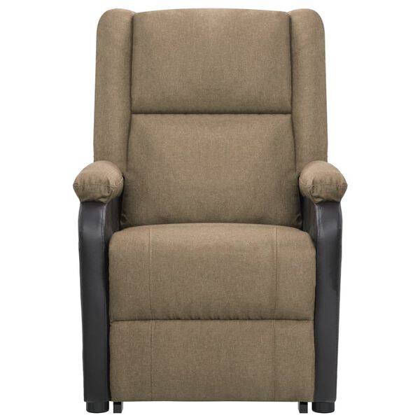 vidaXL masāžas krēsls, paceļams, pelēkbrūns audums