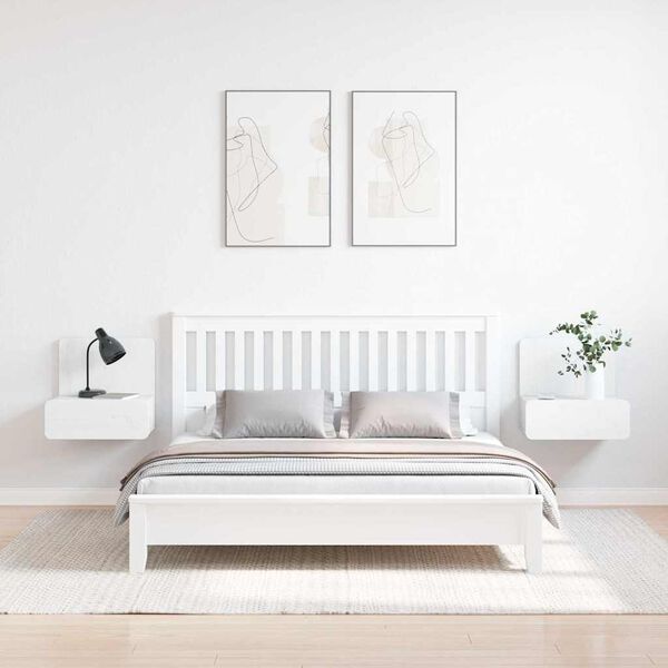 vidaXL Naktsgaldiņ&scaron; 2 pcs Balts 44 x 32,5 x 40 cm Priedes masīvkoks