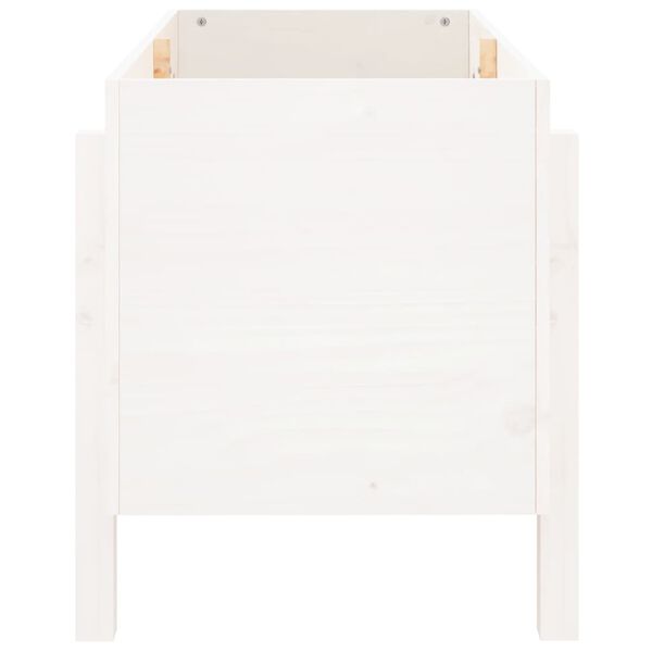 vidaXL augstā puķu kaste, balta, 101x50x57 cm, priedes masīvkoks