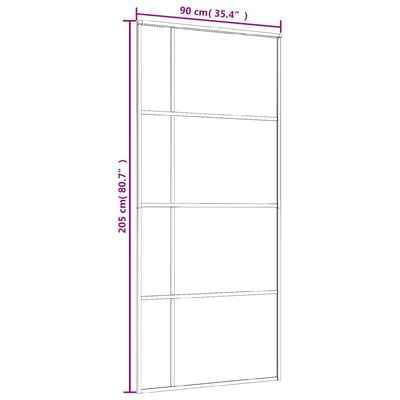 vidaXL bīdāmās durvis, 90x205 cm, matēts ESG stikls, melns alumīnijs