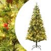 vidaXL Ziemassvētku egle ar čiekuriem, zaļa, 120 cm, PVC un PE
