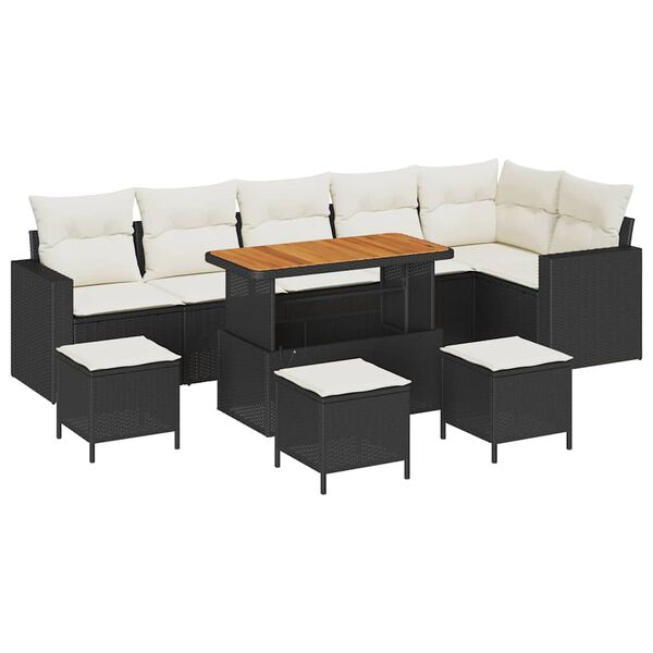 vidaXL Dārza dīvānu komplekts 10 pcs Melna poliratāns