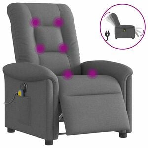 vidaXL elektrisks masāžas krēsls, atgāžams, tum&scaron;i pelēks audums
