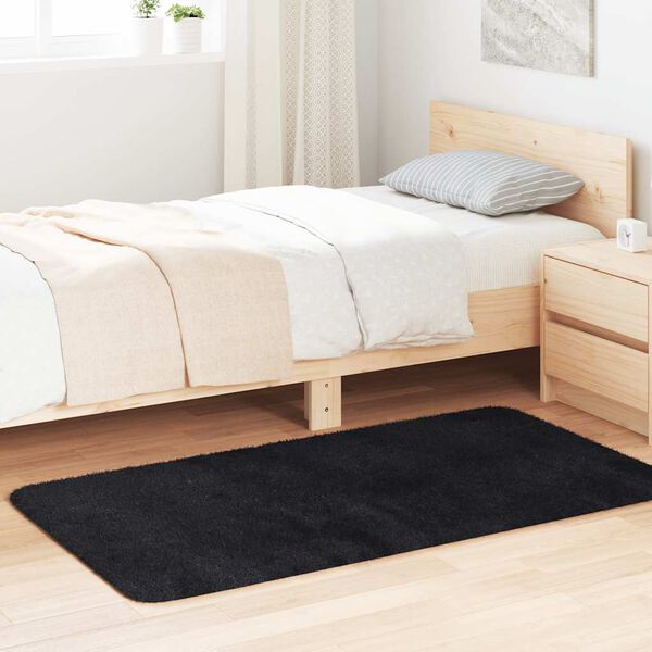 vidaXL paklājs, 80x150 cm, Shaggy, NAVARRA, melns, poliesters