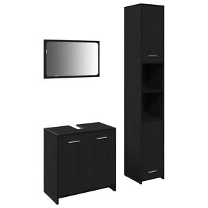 vidaXL Vannas istabas mēbeļu komplekts ar plauktu 3 pcs Melns ozolkoks