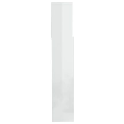 vidaXL gultas galvgalis ar plauktu, spīdīgi balts, 200x19x103,5 cm