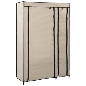 vidaXL salokāms skapis, 110x45x175 cm, krēmkrāsas audums