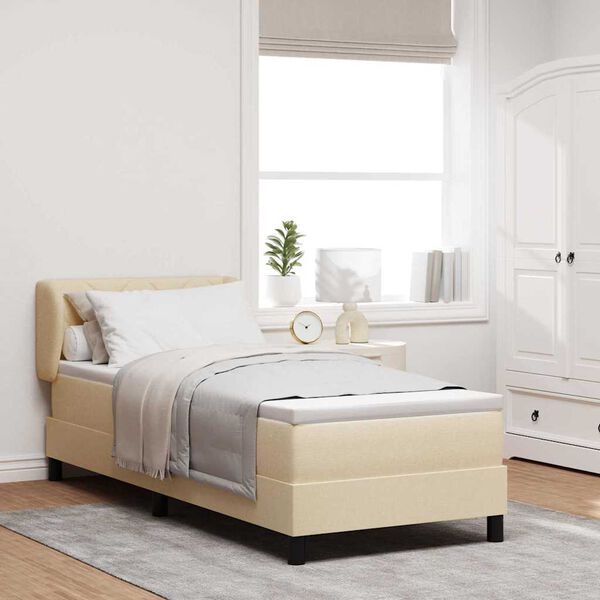 vidaXL Kastītes atsperu gulta ar matraci Krēmkrāsa 80 x 200 cm audums