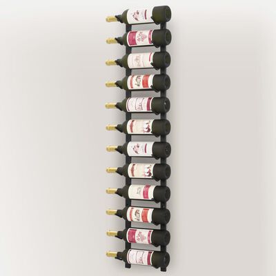 vidaXL sienas vīna pudeļu plaukts 12 pudelēm, melna dzelzs
