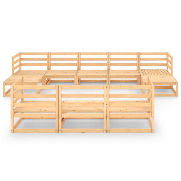 vidaXL 10-daļīgs dārza atpūtas mēbeļu komplekts, priedes masīvkoks