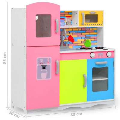vidaXL bērnu rotaļu virtuve, MDF, 80x30x85 cm, krāsaina