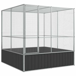 vidaXL putnu māja, sudraba krāsa, 211x207x212 cm, tērauds