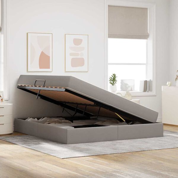 vidaXL Gulta ar uzglabā&scaron;anas vietu un matraci Pelēkbrūna 160 x 200 cm