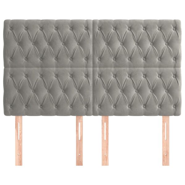 vidaXL galvgalis, gai&scaron;i pelēks, 160x7x118/128 cm, samts