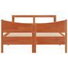 vidaXL gultas rāmis ar galvgali, vaska brūnas, 140x190 cm, priede