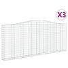 vidaXL arkveida gabiona grozi, 3 gb., 400x30x160/180cm, cinkota dzelzs