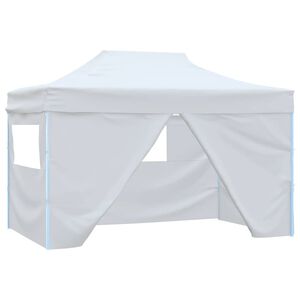 vidaXL saliekama nojume ar 4 sienām, balta, 280x410x315 cm, tērauds