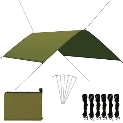vidaXL āra brezenta telts, 3x2 m, zaļa