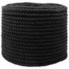 vidaXL Kokvilnas virve 10 mm 100 m Melns 100% kokvilna