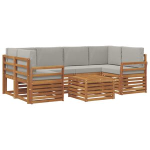 vidaXL Dīvāna komplekti ar spilvenu 7 pcs Dabīgs un gai&scaron;i pelēks