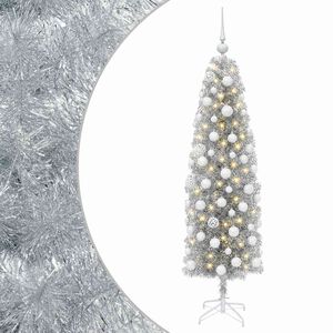 vidaXL Mākslīgā slaida Ziemassvētku egle ar bumbiņām 180 cm 300 LED