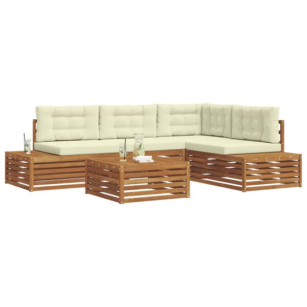 vidaXL Āra dīvānu komplekts ar spilvenu 5 Gabals Dabisks un krējuma