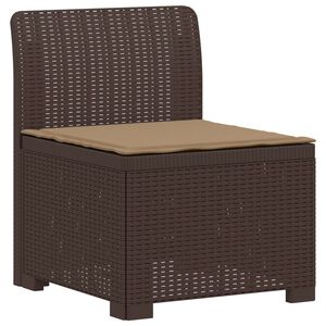 vidaXL 1-vietīgs dārzs dīvāns ar spilvenu Rattan izskatā PP Brūna