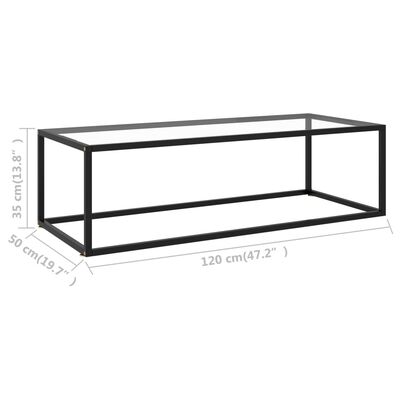 vidaXL kafijas galdiņš, melns, 120x50x35 cm, rūdīts stikls