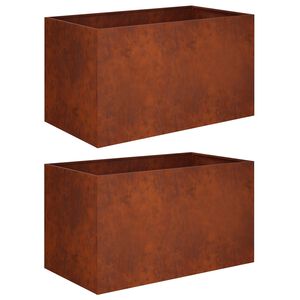 vidaXL Dārza stādītājs 2 gab. Rūsa 100 x 50 x 50 cm Novecināts tērauds