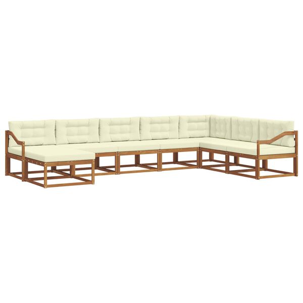 vidaXL Āra dīvānu komplekts ar spilvenu 8 pcs Dabisks un krējuma