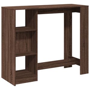 vidaXL bāra galds ar plauktiem, brūna ozolkoka krāsā, 124x46x103,5 cm