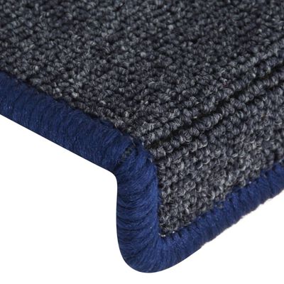 vidaXL kāpņu paklāji, 15 gab., 65x21x4 cm, pelēki un zili