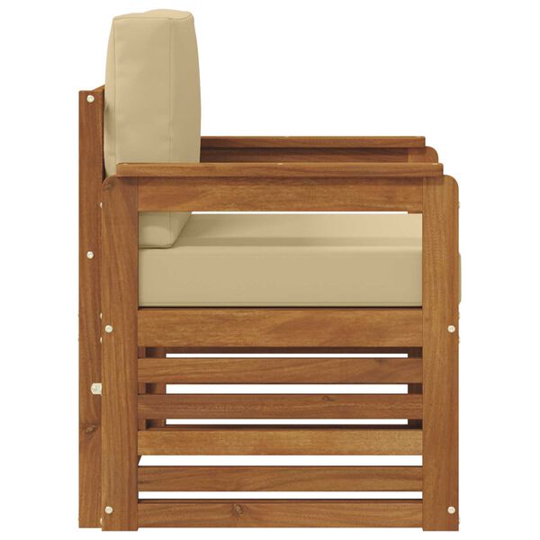 vidaXL Āra dīvānu komplekts Cieta akācijas koks un poliesters Dabiska