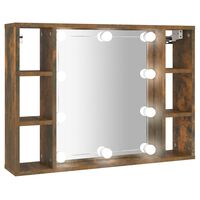 vidaXL spoguļskapītis ar LED, ozolkoka krāsa, 76x15x55 cm
