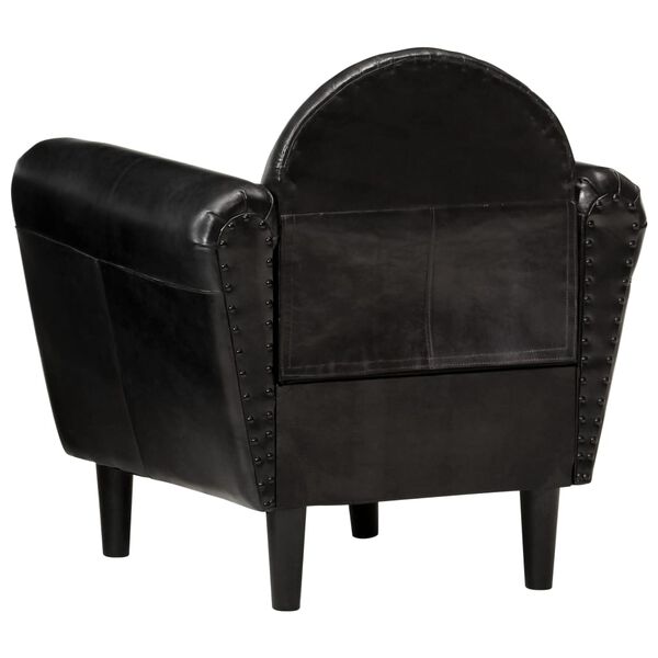 vidaXL atpūtas krēsls, melns, 77x65x79 cm, dabīgā āda