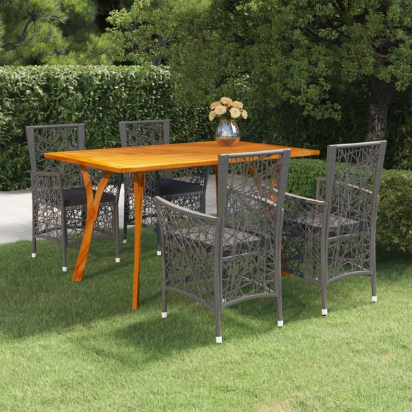 vidaXL 5-daļīgs dārza mēbeļu komplekts, pelēks