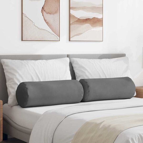 vidaXL Spilveni 2 pcs Tumši pelēks Ø 25 x 70 cm Mikrofibra