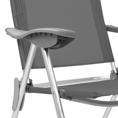 vidaXL kempinga krēsli, 4 gab., pelēki, alumīnijs, salokāmi