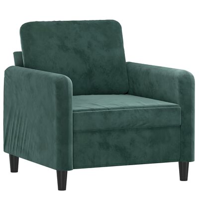 vidaXL trīsdaļīgs dīvānu komplekts, tumši zaļš samts