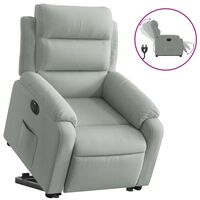 vidaXL elektrisks atpūtas krēsls paceļams/atgāžams, gaiši pelēks samts