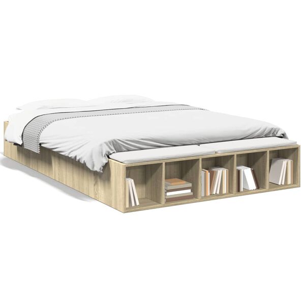 vidaXL gultas rāmis, ozolkoka krāsā, 160x200 cm, inženierijas koks