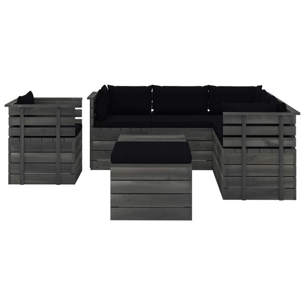 vidaXL 8-daļīgs dārza pale&scaron;u mēbeļu komplekts ar matračiem, priede